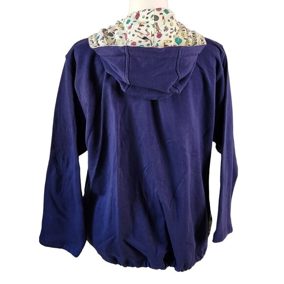 Vintage 80s Sporty Hoodie Sweatshirt Blue Zip Front S/M Deadstock 90s retro - Picture 5 of 6